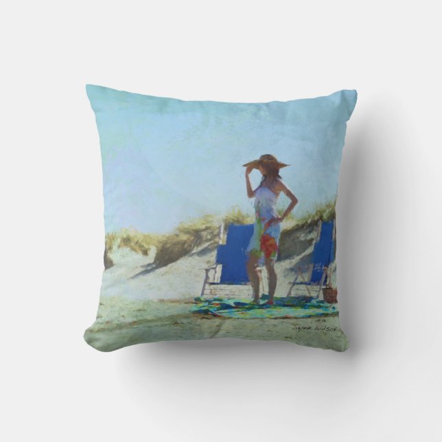 Coussin Une journée à l'oreiller de plage (Recto)