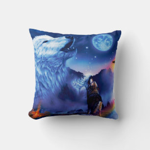 Coussin Une meute de loups une nuit noire
