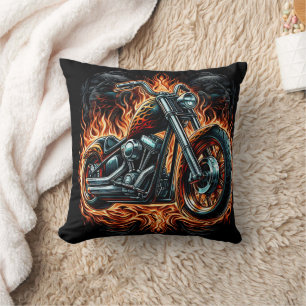 Coussin Une moto audacieuse engloutie dans des flammes vib