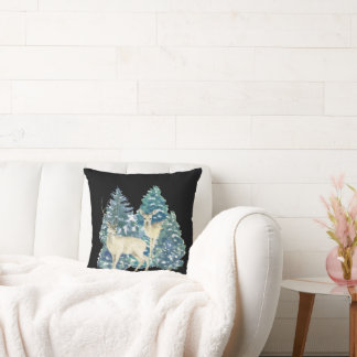 Coussin Une Paire De Cerfs Dans La Forêt D'Hiver