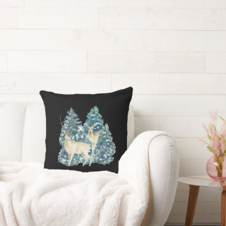 Coussin Une Paire De Cerfs Dans La Forêt D'Hiver