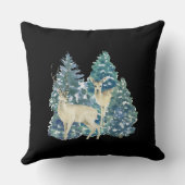 Coussin Une Paire De Cerfs Dans La Forêt D'Hiver (Verso)