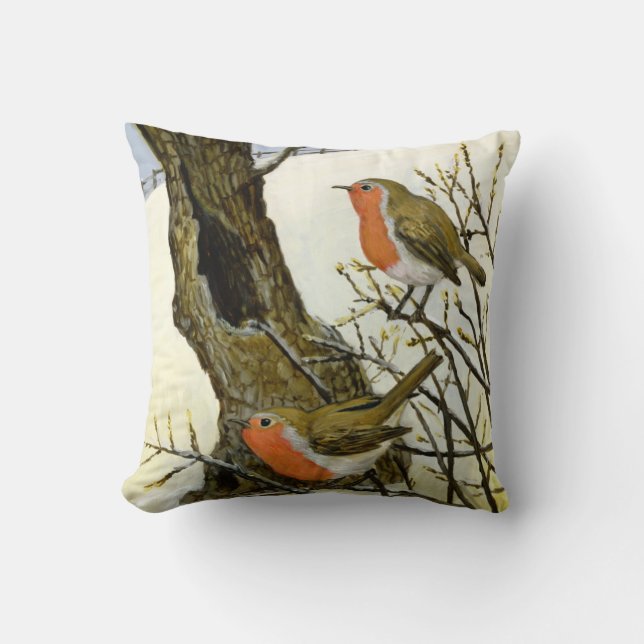 Coussin Une paire de merles (Recto)