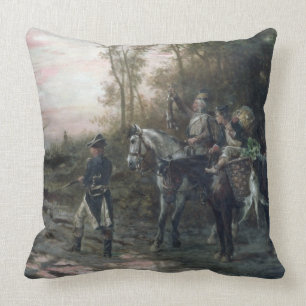 Coussin Une partie de forager retournant au camp (huile