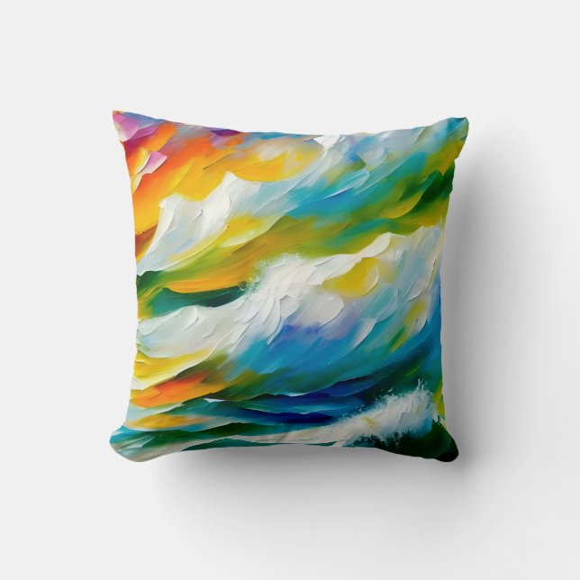 Coussin Une peinture dynamique d'une mer orageuse. (Recto)