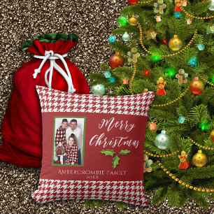 Coussin Une photo Holiday Chemin de fer rouge et blanc