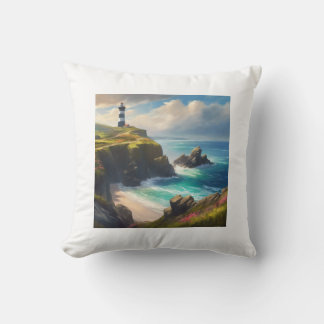 Coussin Une plage avec phare