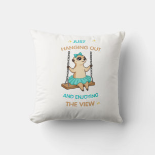Coussin Une suricate mignonne se balançant et appréciant l