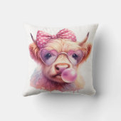 Coussin une vache des Highlands mignonne et colorée  (Verso)