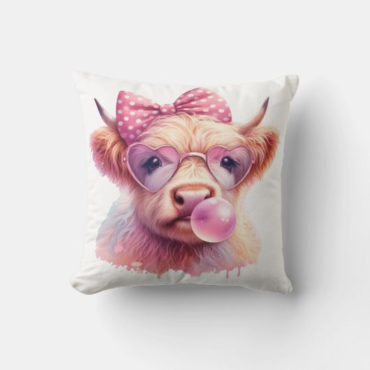 Coussin une vache des Highlands mignonne et colorée  (Recto)