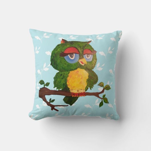 Coussin Une Vielle Chouette Sage Assis Sur Une Branche D'A (Recto)