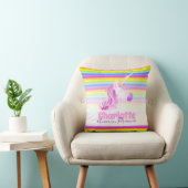 Coussin Unicorn aquarelle art arc-en-ciel rayures nom cous (Chaise)
