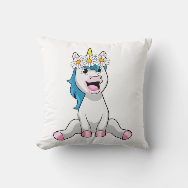 Coussin Unicorn avec Flowers Daisy (Recto)