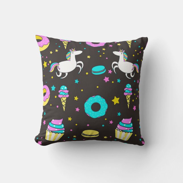 Coussin Unicorn et Dinosaur motif (Recto)