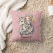 Coussin Unicorn Fairy Princess Parties scintillant rose Im (Couverture)