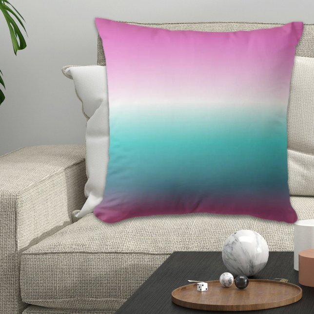 Coussin unicorn lavender turquoise ombre turquoise mermaid (unicorn lavender teal ombre turquoise mermaid outdoor pillow)