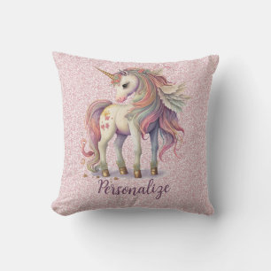 Coussin Unicorn Magique Arc-en-ciel couleurs Parties scint