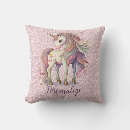 Coussin Unicorn Magique Arc-en-ciel couleurs Parties scint (Recto)