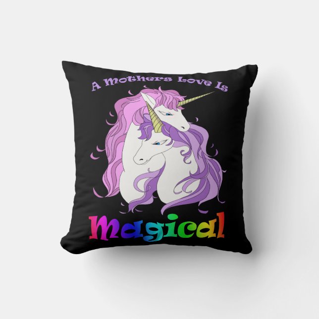 Coussin Unicorn Maman Une Mère L'Amour Est Magique (Recto)