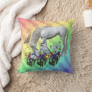 Coussin Unicorn Papillons Imaginaire Art