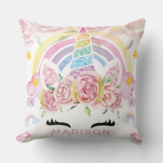Coussin Unicorn Parties scintillant de luxe Rainbow (Recto)