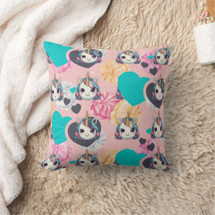 Coussin Unicorn Pastel Heart Print