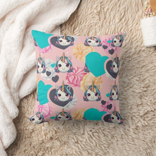 Coussin Unicorn Pastel Heart Print (Couverture)