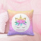 Coussin Unicorn Princess Rainbow Parties scintillant Nom p