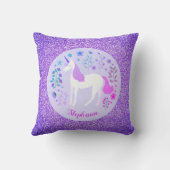 Coussin Unicorn Purple Parties scintillant Nom personnalis (Verso)