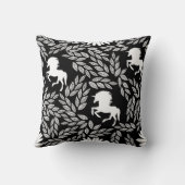 Coussin Unicorne à tendance blanche et noire et motif flor (Verso)
