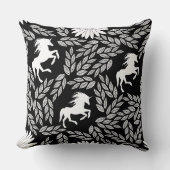 Coussin Unicorne à tendance blanche et noire et motif flor (Recto)