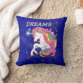 Coussin Unicorne avec crinière arc-en-ciel, art imaginaire (Couverture)