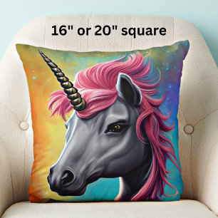 Coussin Unicorne avec Mane rose
