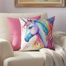 Coussin Unicorne avec nom personnalisé