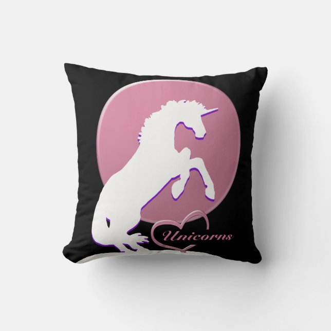 Coussin Unicorne blanche V (rose) (Recto)