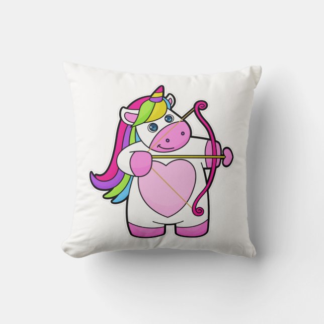 Coussin Unicorne comme Archer avec Bow et Flèche (Recto)