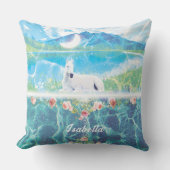 Coussin Unicorne dans un monde de rêve paradisiaque custom (Recto)