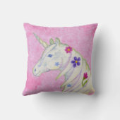 Coussin Unicorne de fleurs sur rose (Verso)