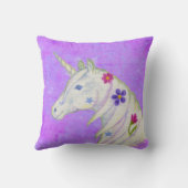Coussin Unicorne de fleurs sur violet (Verso)