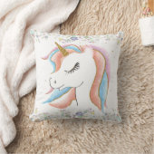 Coussin Unicorne dormant et étoiles Pastel (Couverture)