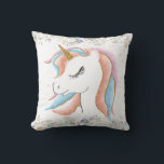 Coussin Unicorne dormant et étoiles Pastel<br><div class="desc">Coussin avec des bordures de licorne et d'étoiles pastel.</div>