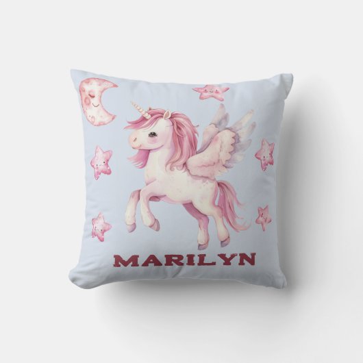 Coussin Unicorne et étoiles (Recto)