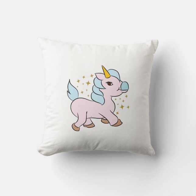 Coussin Unicorne et étoiles (Recto)