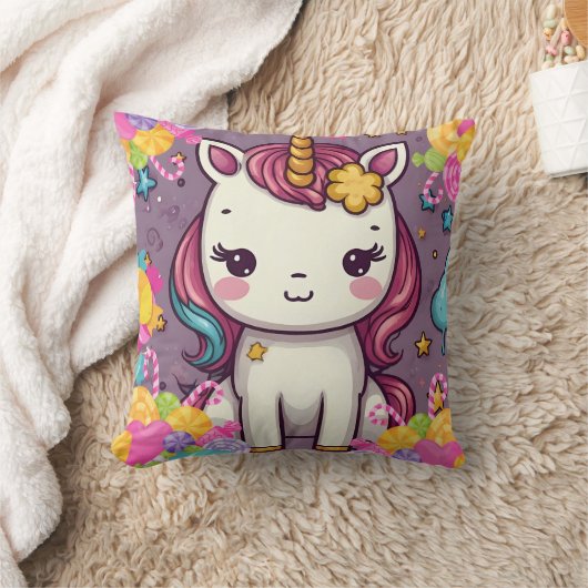 Coussin Unicorne - Impression de bonbons (Couverture)