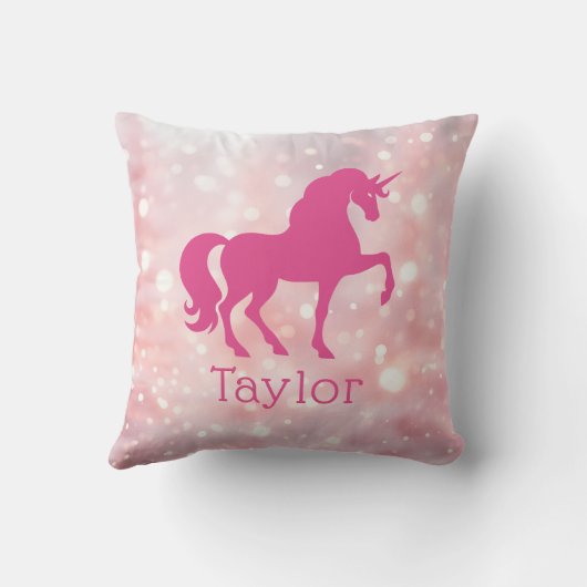 Coussin Unicorne lumière rose éthérée parties scintillant  (Verso)