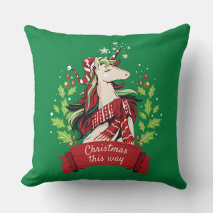 Coussin Unicorne magique de Noël