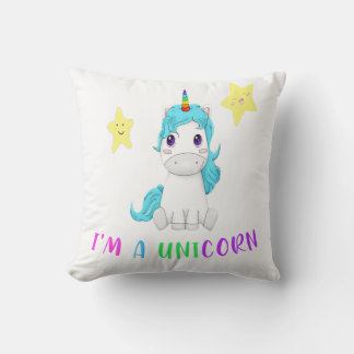 Coussin unicorne multicolore amusante avec étoiles heureus