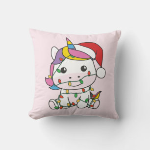 Coussin Unicorne Noël Animaux d'hiver de vacances Unicorne