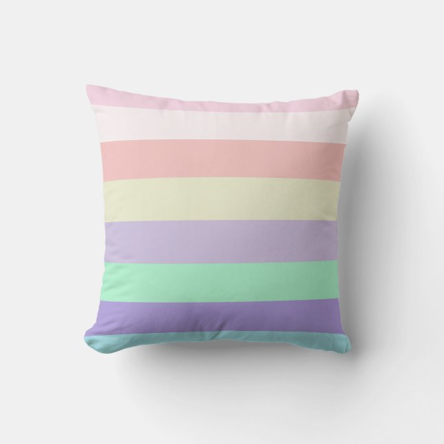 Coussin Unicorne Pastel Couleurs rayures (Recto)