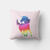 Coussin Unicorne rose arc-en-ciel inversé (Recto)